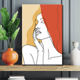 Painting by numbers art minimalism line drawing woman with hand on chin